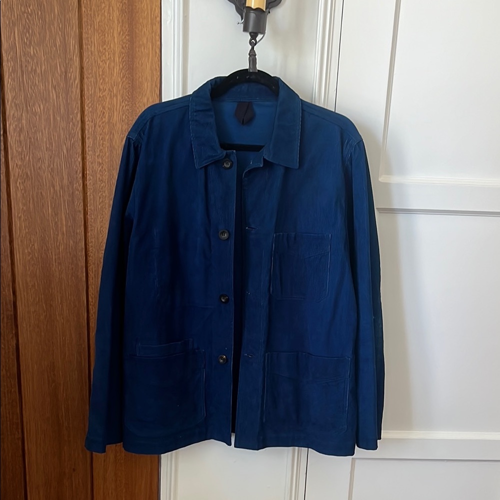 Drakes Men’s Blue Corduroy Chore Coat Size 38 S/M Made in Italy